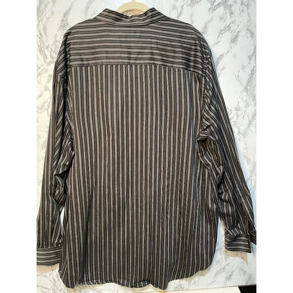 Perry Ellis Men's 3XLT black white Striped Button-Down Shirt Long Sleeve - Picture 3 of 7